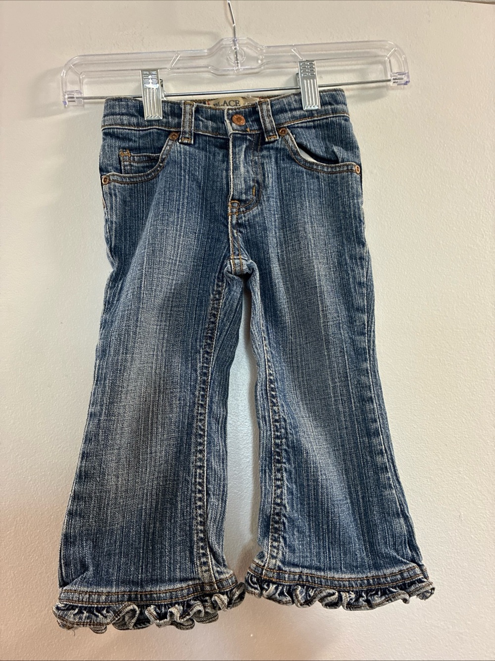 The Children's Place Girls Ruffled Hem Denim Jeans - Blue